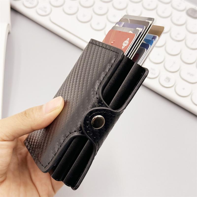Large Capacity Double Layer Id Credit Card Holder Anti Rfid Blocking Protected Magic Wallet For Men Carbon Fiber Cardholder Case
