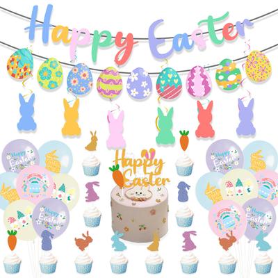 Easter Party Party Decoration Arrangement Easter Egg Rabbit Flag Balloon Spiral Pendant Set