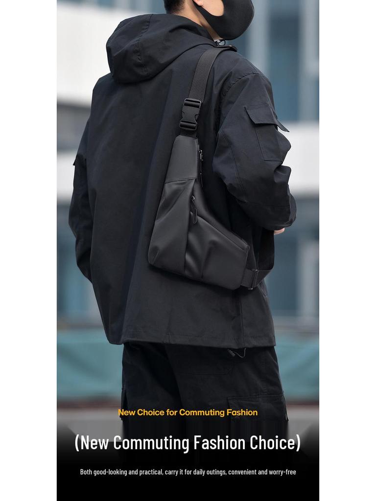 Tide Cool Water-Repellent Men's Crossbody Chest Bag: Fashionable, Large Capacity, Lightweight, and Casual Backpack