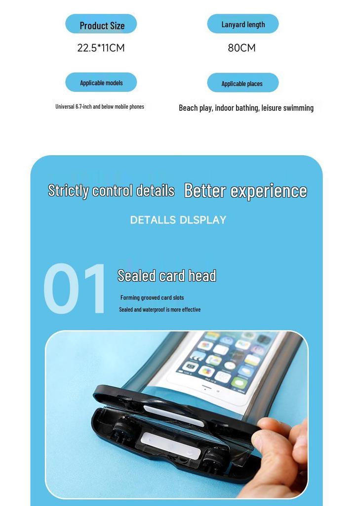Transparent Waterproof PVC Phone Bag with Touchscreen and Floating Sand Design for Diving and Photo Taking