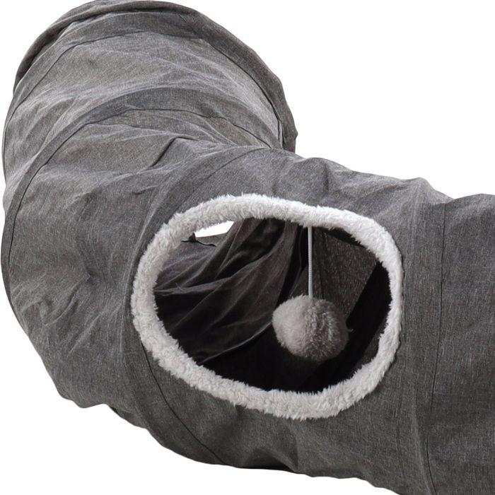 Jeu Tunnel interactif pour chat Gris foncé avec balle 95 cm