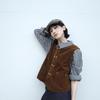 Women's Double-Breasted Corduroy Vest: Versatile Loose Fit, Sleeveless Fashion with Shoulder Pads, Autumn Collection.
