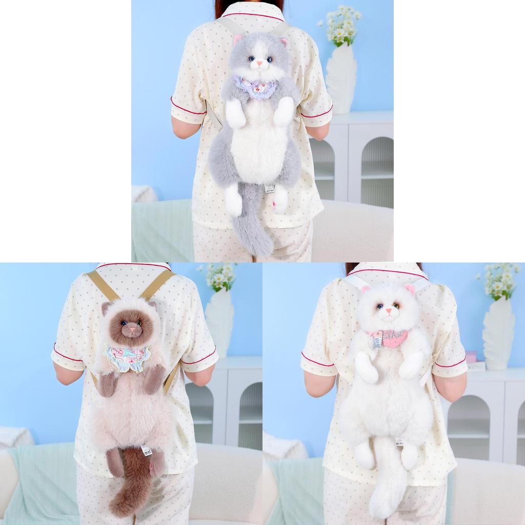 Cat Plush Backpack For Kids Large Capacity Book Bag Gift For Girls