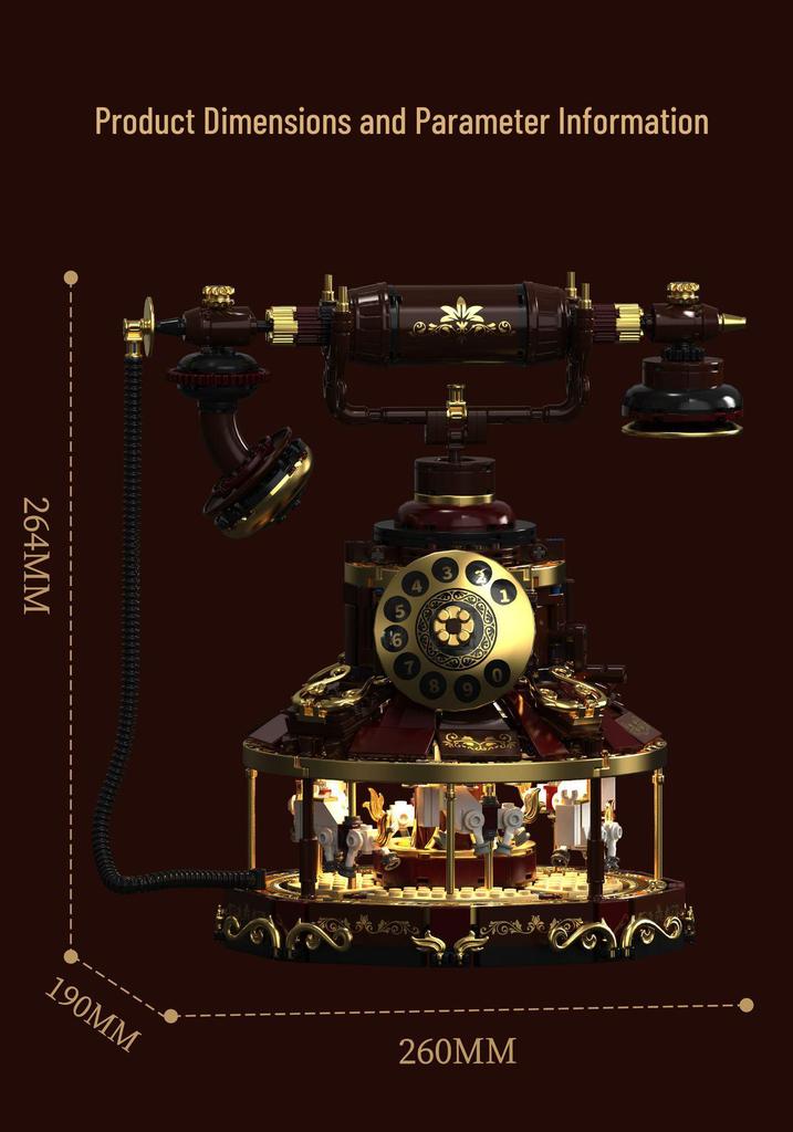 Huiji H1014 Retro European-Style Carousel Telephone Building Blocks for Kids