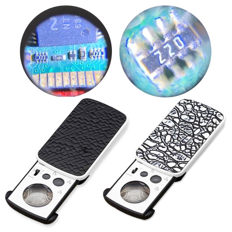 30X 60X 90X Jewelers Eye Loupe Small Portable Magnifier with Led & UV Light for Diamonds Gems Coins Stamp