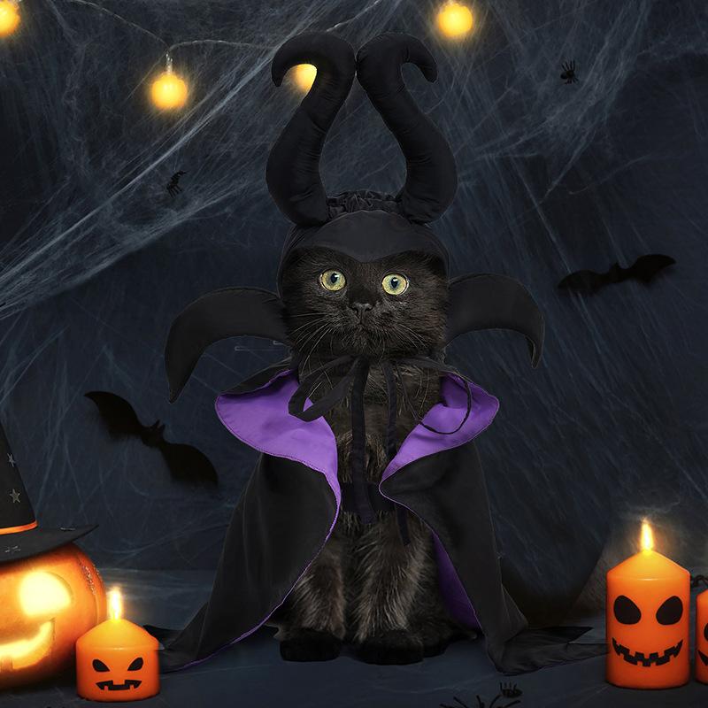 Pet Halloween Cloak Hat Witch Suit Cat Dog Transformer Costume Christmas Dress Up Pet Clothes