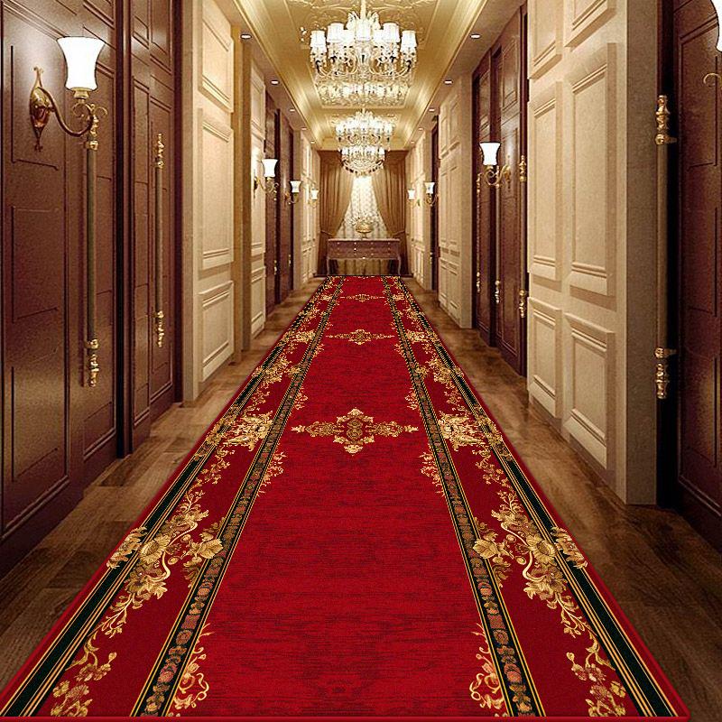 Senior Home Corridor Decoration Carpet Luxury Foldable Wedding Lobby Entryway Red Long Rug Hotel Hallway Non-slip Mat Easy Clean