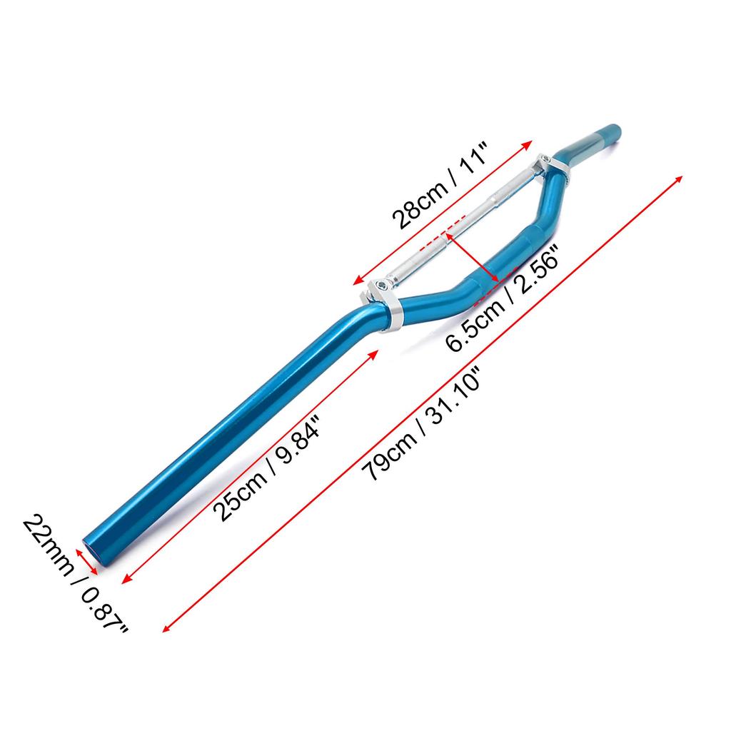 uxcell Motorcycle 22mm Aluminum Alloy Handlebar 1 Set Handlebars, Off-Road Tubes, Blue,