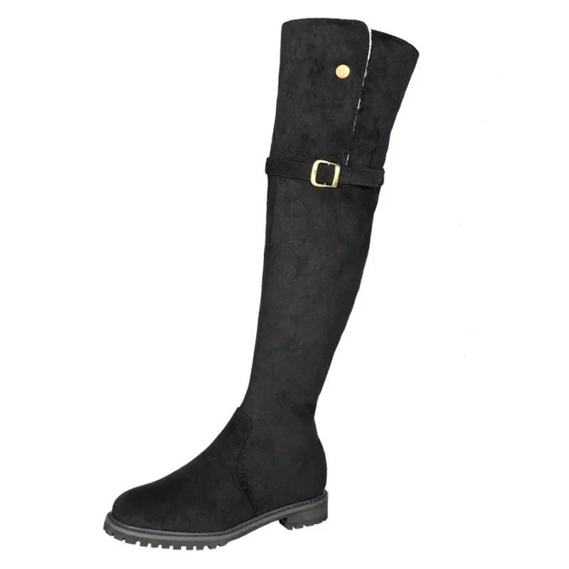 

Lamb Fur Over Knee Boots Long Hot Sale of The Season Winter New Thickened Fleece High Tube Slimming Snow Boots Women Rubber Uppe 40 чорний