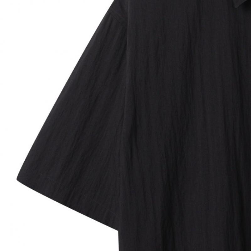 Customellow Black Oversize Half Shirt Cwsam25311bkx
