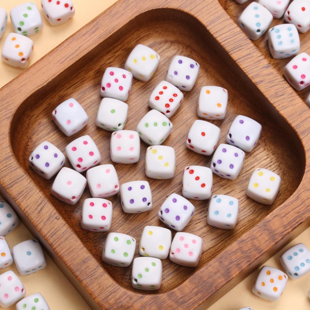30pcs/lot 8mm Square Shape Dice Acrylic Spacer Beads For Jewelry Making DIY Bracelet Necklace Accessories