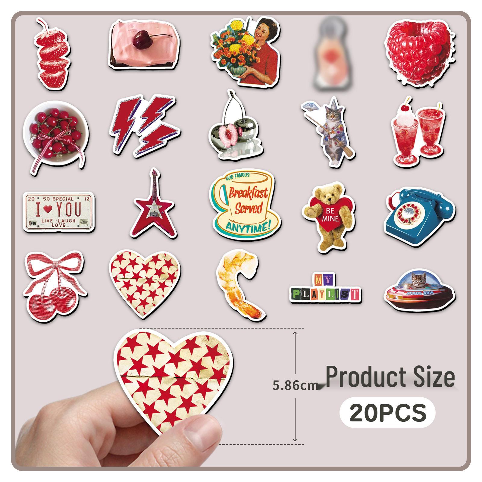 20 American Retro-Style Soft Magnetic Refrigerator Magnets: Trendy, Realistic, Waterproof Stickers