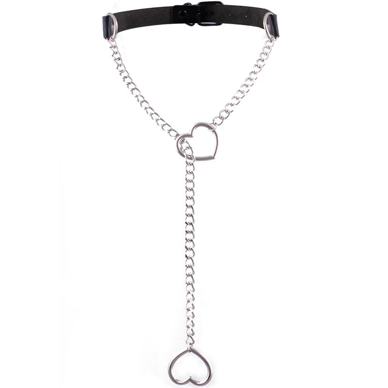 Náhrdelník s retiazkou a príveskom v tvare srdca Čierny kožený Choker Golier Pre ženy Goth Doplnky Punk Gotické Šperky