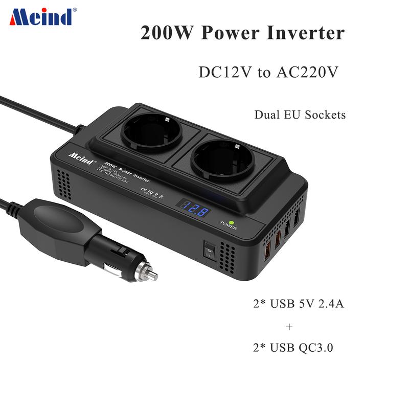 Highly recommend Meind 200w car inverter 12v to 220v power inverter for car чёрный