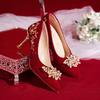 Niche 2025 Red Stiletto High Heels for Chinese Bridal Wedding Dress