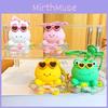 Swimming Animal Circle Cartoon Keychain Rabbit Frog Wearing Sunglasses Design