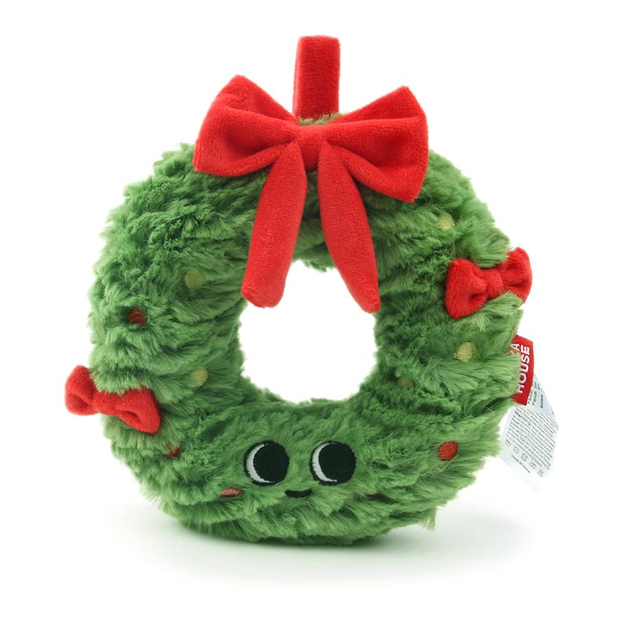 17CM Christmas Wreath Plush Jewelry With Cute Smiling Face Plush Doll Christmas Tree Decoration Home Decoration