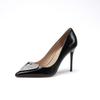 Early spring new black high heels love rhinestones sexy pointed thin heels single shoes women