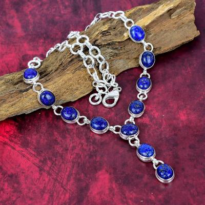 Lapis Lazuli Kolye El Yapımı Takı, 925 Katı Gümüş Kolye Tasarımcı Değerli Taş Takı Ayarlanabilir Zincir Kolye Anne İçin Hediye