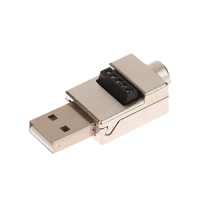 

1 шт. USB-разъем без пайки DIY Клемма для проводки Металлический корпус USB 2.0 Папа Мама Телефон Клавиатура Мышь Быстрая зарядка Проводной разъем