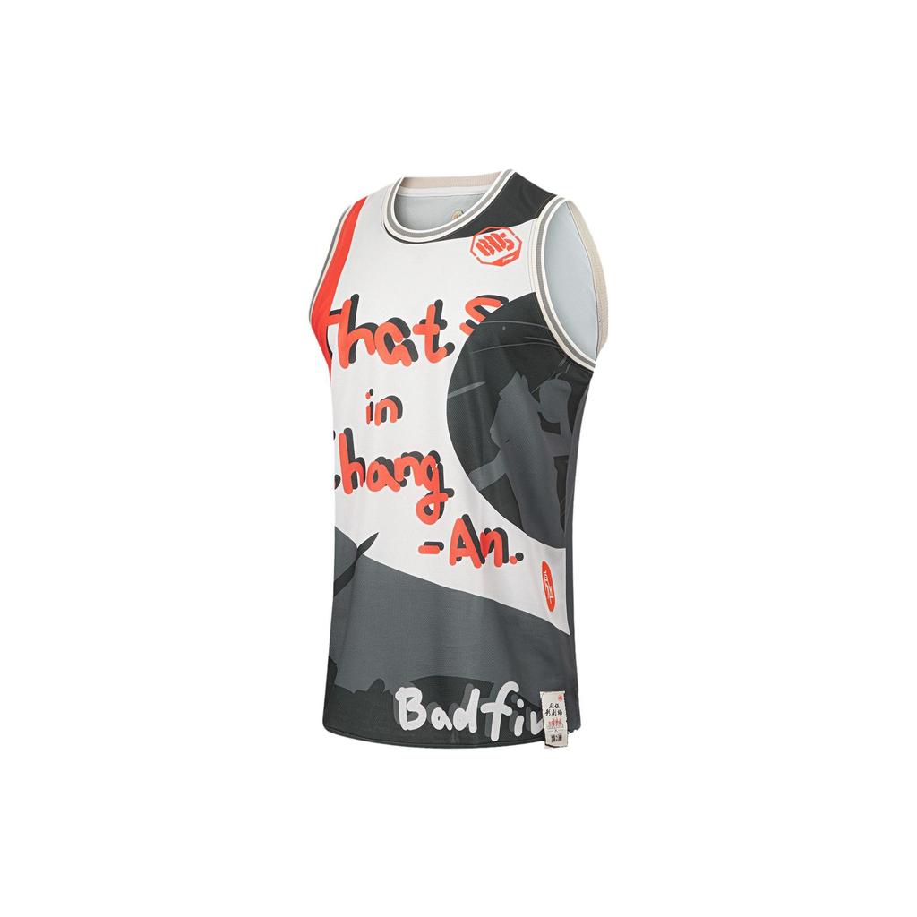 Li Ning Bad Five Seven City Collaboration Chang An Youth Color Block Letter Print Quick Dry Loose Basketball Jersey Men Jersey AAYT723-3