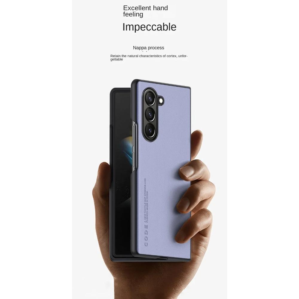 Ultra Thin Skin Feel Solid Color Vegan Leather Case for Samsung Galaxy Z Fold 8 7 6 5 4 3 Business PU Shockproof Protect Cover
