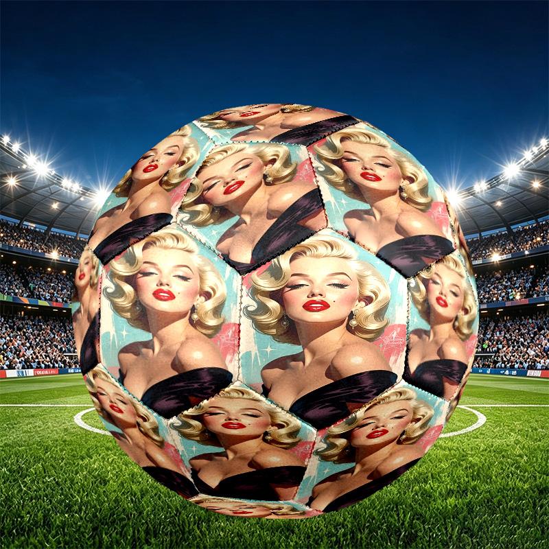 Marilyn Monroe Print Size 5 Soccer Ball, PU Wear Resistant Football for Match Training and Daily Practice, Birthday Gift for Soccer Fans