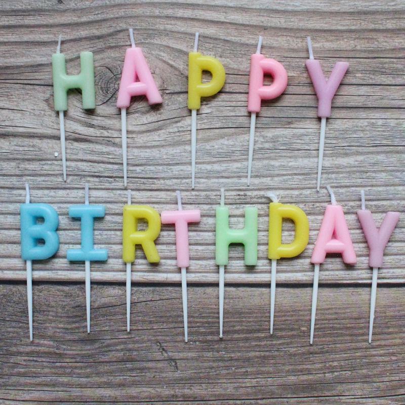 Birthday Party Colorful English Letters HAPPY BIRTHDAY Candle Romantic Party Candy Color Decoration