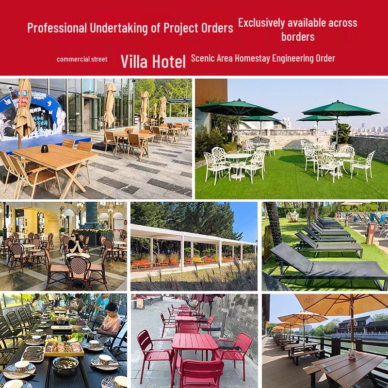 Sun-Resistant Outdoor Wood-Plastic and Metal Tables & Chairs for Leisure or Commercial Use