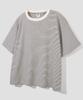 AGOD Back Incision Stripe Half T-Shirt [Ivory]
