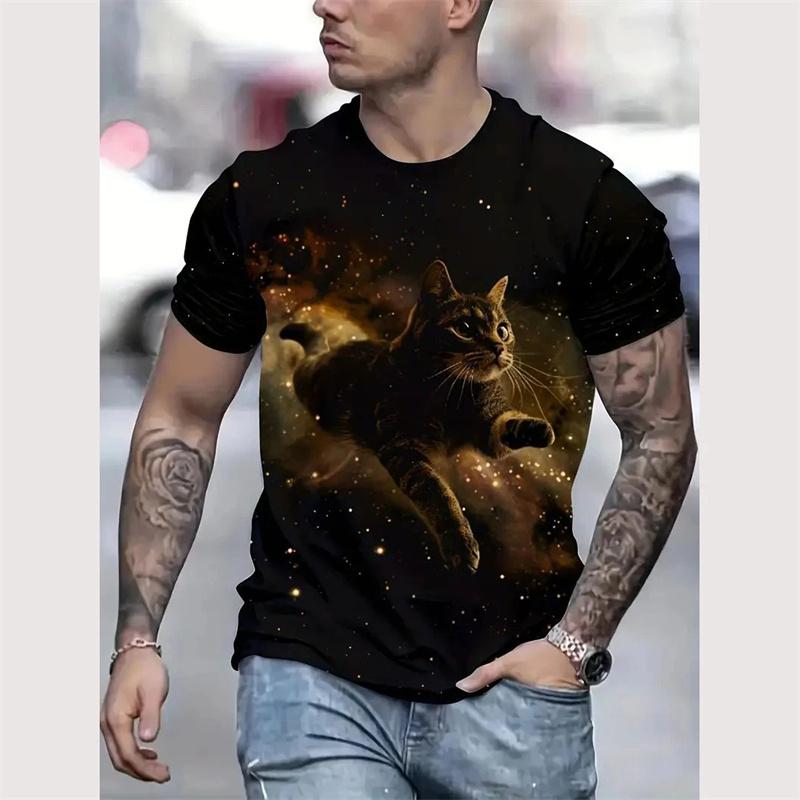 Summer Animal 3D Printed T Shirt For Men Cat Pattern T-Shirt Casual Short Sleeve Tee Fashion Men's Oversized Clothing Streerwear