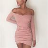 Elegant Women Long Sleeve Off Shoulder Evening Cocktail Party Club Bodycon Mini Dress Us