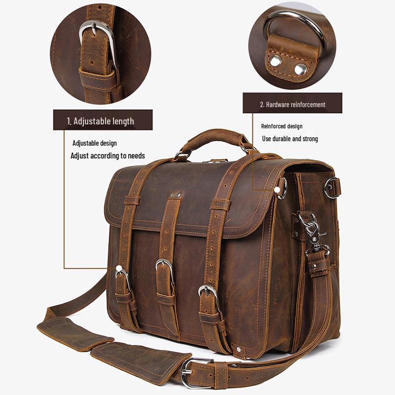 Jiameda Men's European & American Style Briefcase Handbag Crossbody Backpack