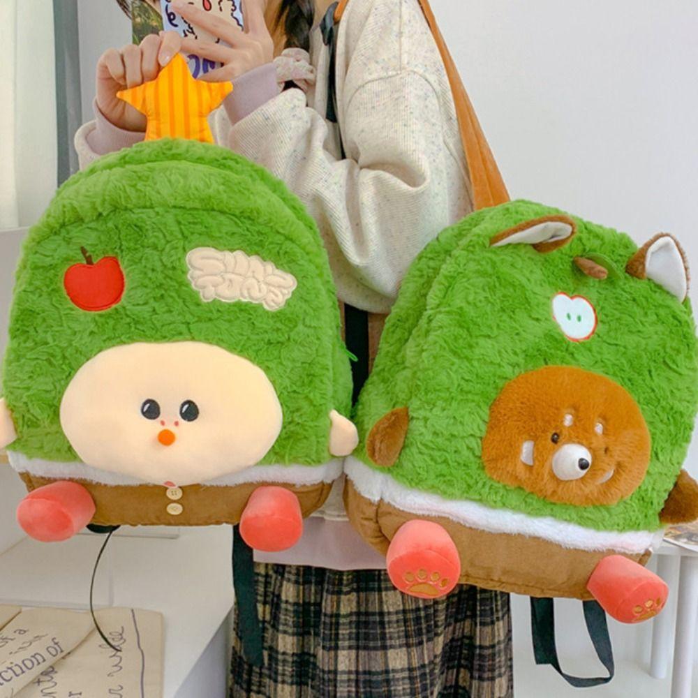 Kawaii Student’s School Bag Casual Plush Shoulder Bag Cute Cartoon Fluffy Backpack  Girls