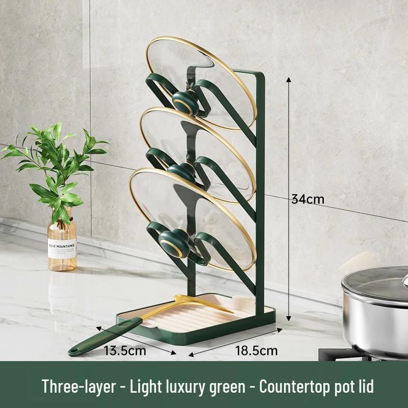 Drill-Free Countertop Pot Lid & Spatula Holder