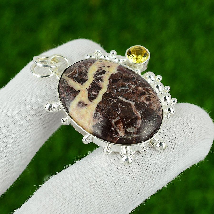 

Natural Coconut Jasper Gemstone Pendant 925 Sterling Silver Jewelry For Women