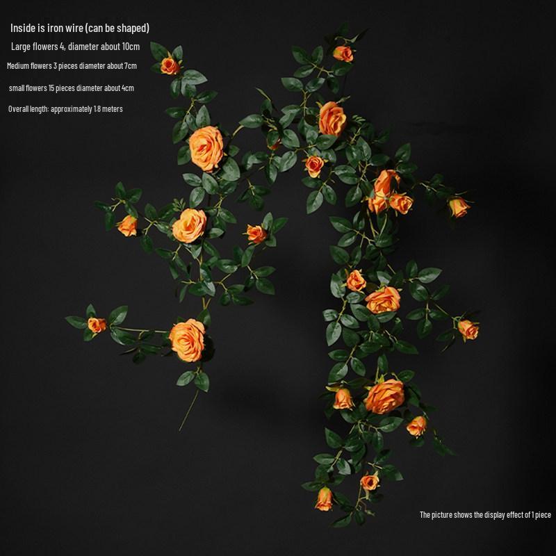 Rose Vine Artificial Flower Decor for Air Conditioner Pipes or Balcony Railings