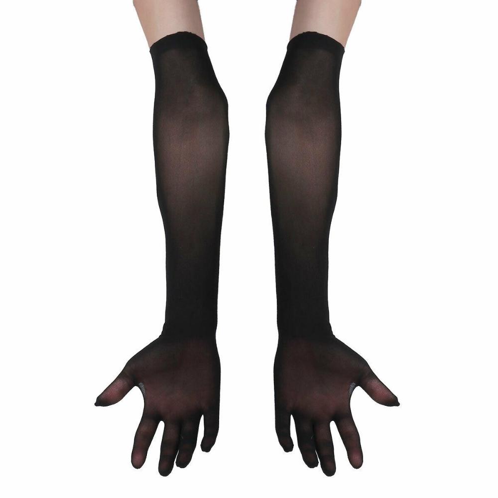 Protection Mesh Opera Prom Long Sheer Transparent Gloves Finger Pantyhose Gloves Seamless Mitten