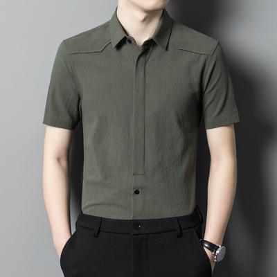 Neues Kurzarmhemd Herren Revers Reine Neue Herren Herbst Top Dünnes Lockeres Hemd