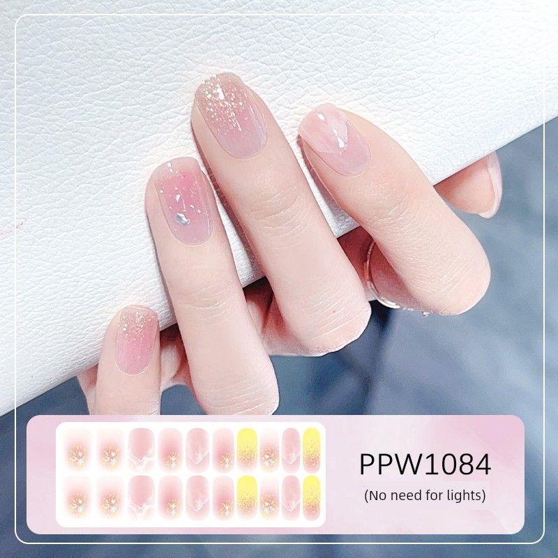 

Nail Sticker Baking-Free Nail Stickers Paper Color Contrast Patchwork Waterproof No Need for Heating Lamp Gel Nail Stickers 25 Years New Arrival PPW1084