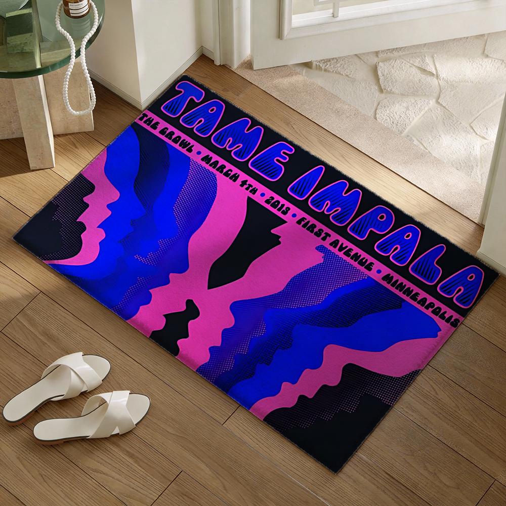 Psychedelic Pop Band T-Tame Impalas Floor Mat Soft Flannel Non-Slip Door Mat - Thickened Rug for Living Room Home Decor