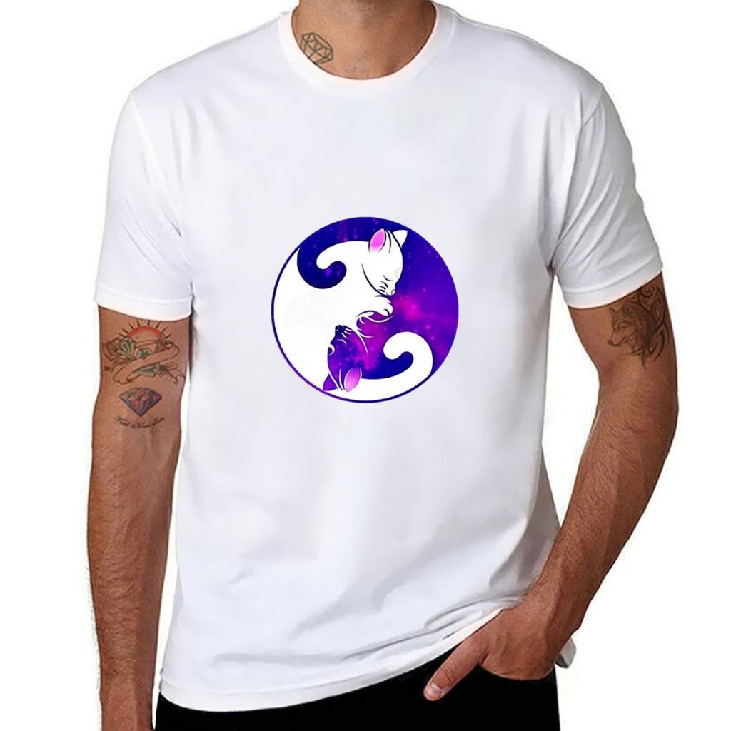 Yin Yang Galaxy Cats Tshirt Uv Protection Outdoor Tee Shirt