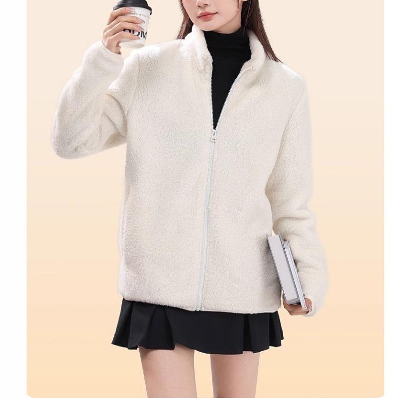 Fleece Thickened Sweater Jacket Women's Autumn and Winter New Lazy Style Versatile Zipper Cardigan Top Women's Clothing
