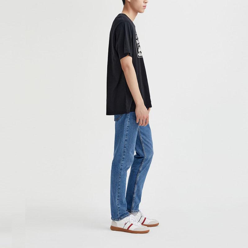 Levis Letter Logo Print Crew Neck Short Sleeve T-Shirt Men Tops Black 22495-0041
