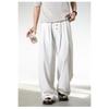 Mens Loose Straight Long Contrast Color Button Front Casual Pants