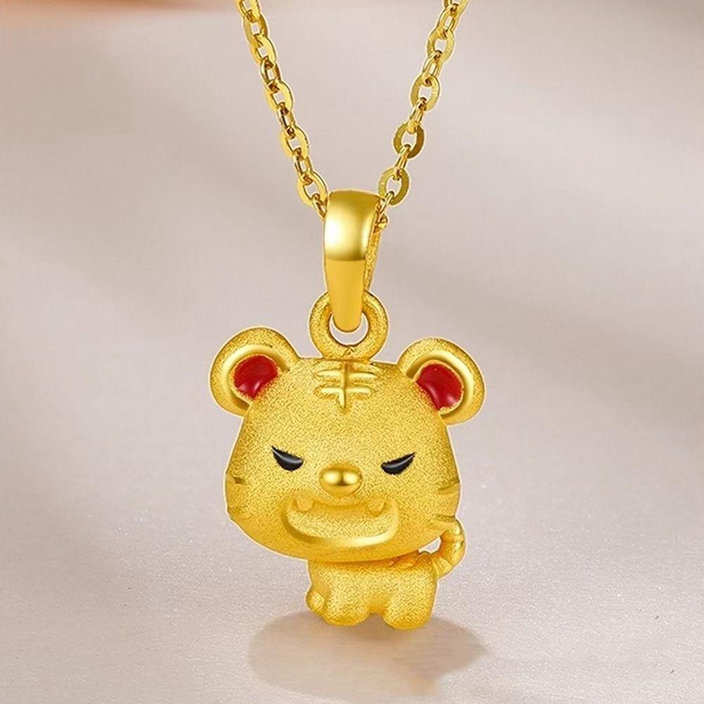 

Temperament Cartoon Chinese Zodiac Necklace Tiger Necklace Gold Necklace Female Clavicle Chain A
