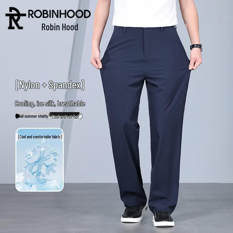 ROBINHOOD Men s Summer Ice Silk Straight-Leg Pants 35