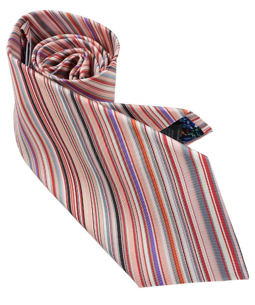 Paul Smith Necktie, 8cm wide, Striped, PinkGray Multi-stripe [Used]