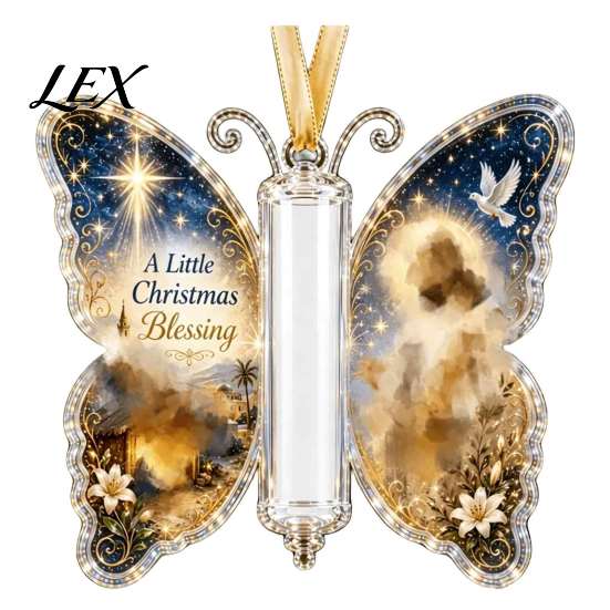 Acrylic Cash Display Christmas Gift Ornament, Butterfly Money Holder with Built?in Festive Party Decoration Clear Compartment, Holiday Hanging