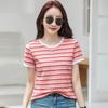 Summer Color-blocking Striped Short-sleeved T-shirt, Summer Dopamine Loose Slimming Plus-size Cover-up Top